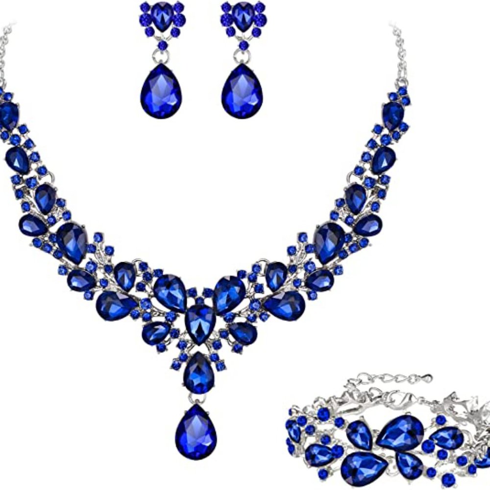 NEW Sparkling Bling Swarovski Crystal Rhinestone Wedding Necklace Set + …